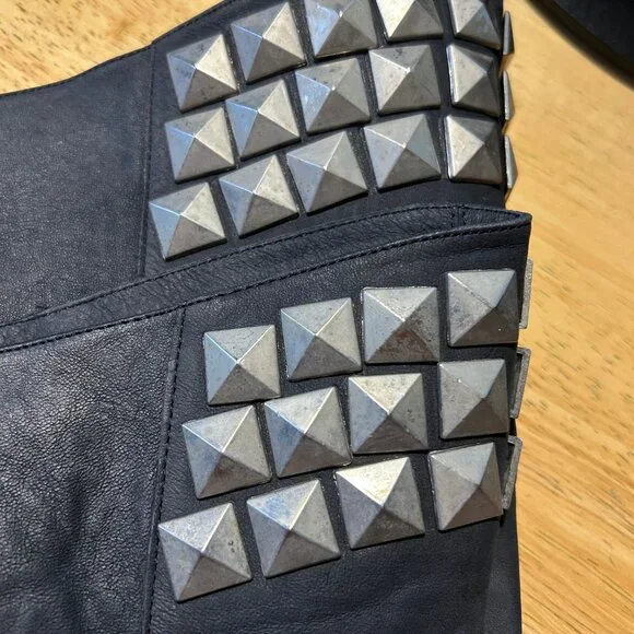 Womens Candela NYC Black Suede Studded Accents Over-the Knee Boots 8 - Picture 16 of 16